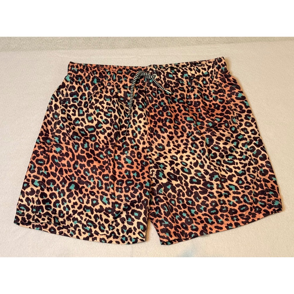 NWT Boardies Leopard Animal Print Swim Trunks Men's XL Coral, Black, Turquoise